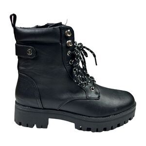 Bella Marie Black Rider-5 Combat Boots - Size 7.5